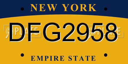 DFG2958 New York License Plate