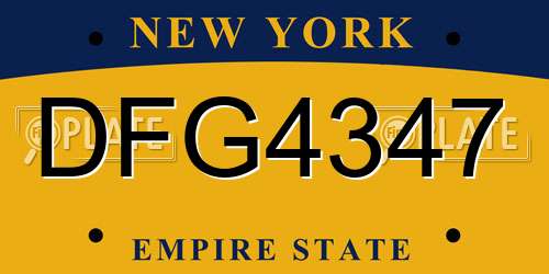 DFG4347 New York License Plate