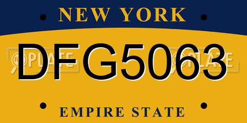 DFG5063 New York License Plate