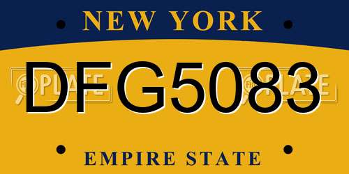 DFG5083 New York License Plate