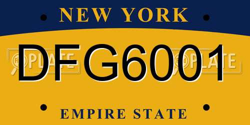 DFG6001 New York License Plate