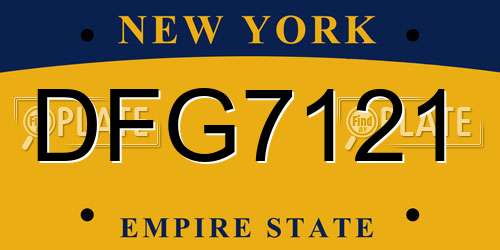 DFG7121 New York License Plate