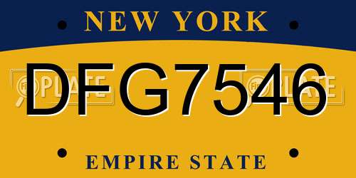 DFG7546 New York License Plate