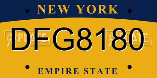 DFG8180 New York License Plate