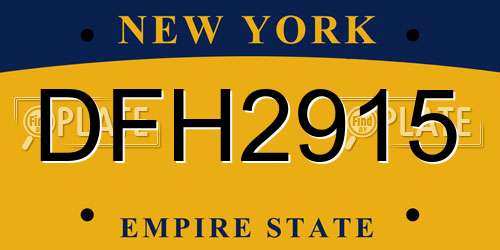 DFH2915 New York License Plate