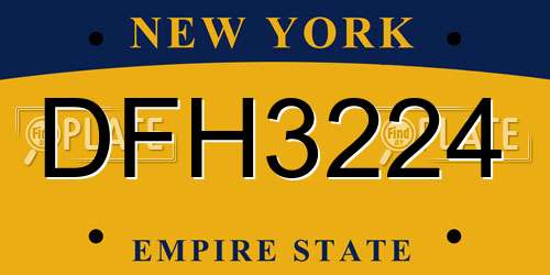 DFH3224 New York License Plate