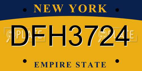 DFH3724 New York License Plate