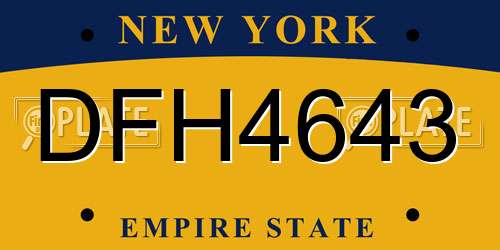 DFH4643 New York License Plate