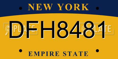 DFH8481 New York License Plate