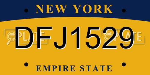 DFJ1529 New York License Plate