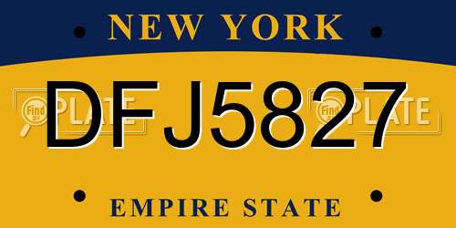 DFJ5827 New York License Plate