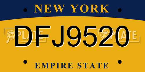 DFJ9520 New York License Plate