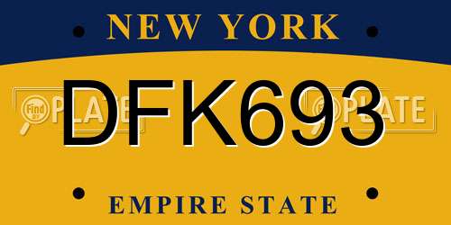 DFK693 New York License Plate