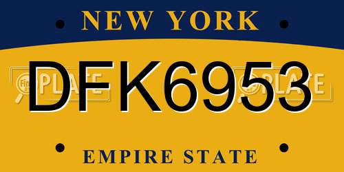 DFK6953 New York License Plate