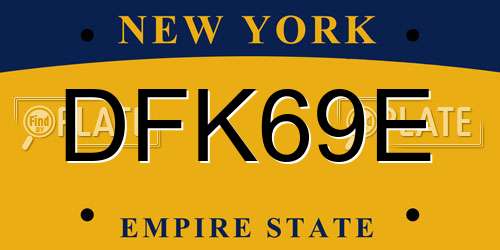 DFK69E New York License Plate