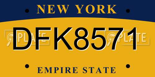 DFK8571 New York License Plate