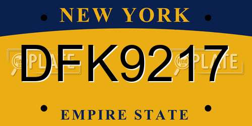 DFK9217 New York License Plate