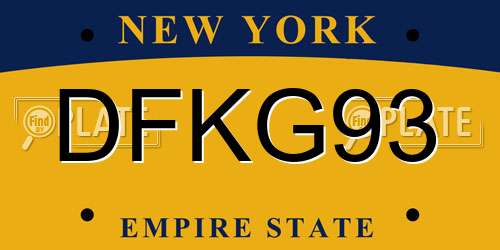 DFKG93 New York License Plate