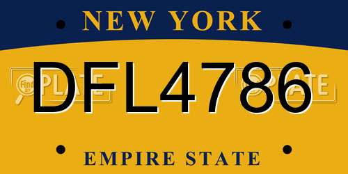 DFL4786 New York License Plate