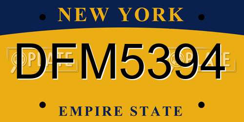 DFM5394 New York License Plate