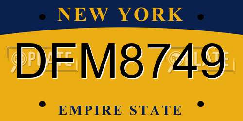 DFM8749 New York License Plate