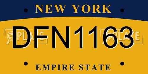 DFN1163 New York License Plate