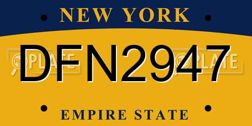 DFN2947 New York License Plate