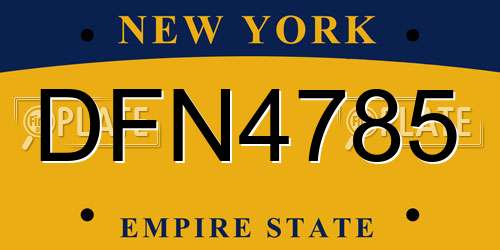 DFN4785 New York License Plate