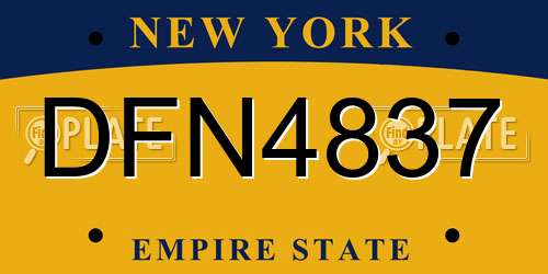 DFN4837 New York License Plate