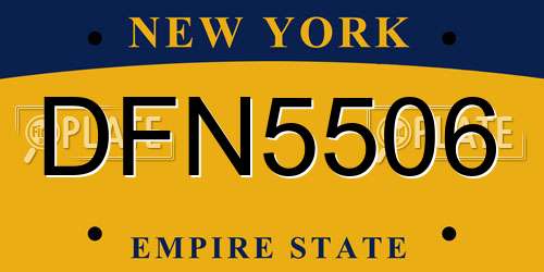 DFN5506 New York License Plate
