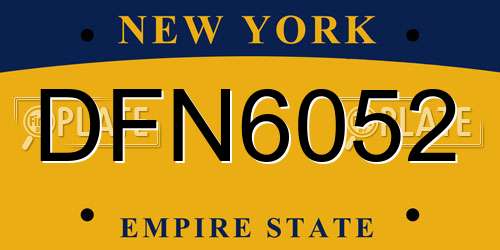 DFN6052 New York License Plate