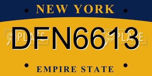 DFN6613 New York License Plate