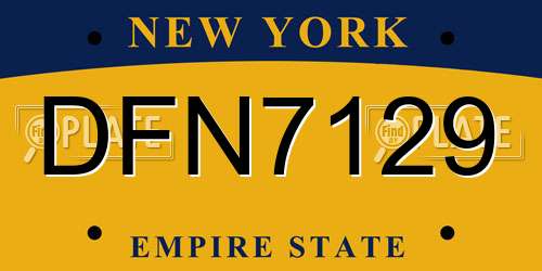 DFN7129 New York License Plate