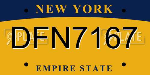 DFN7167 New York License Plate