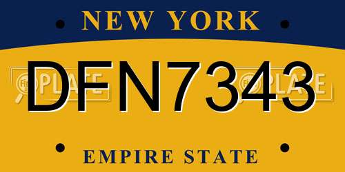 DFN7343 New York License Plate
