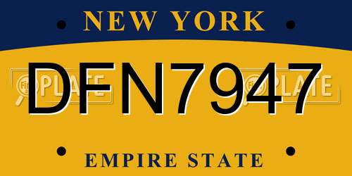 DFN7947 New York License Plate