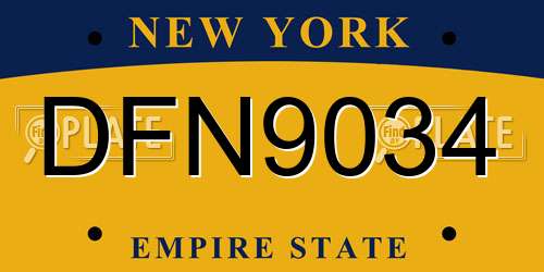 DFN9034 New York License Plate