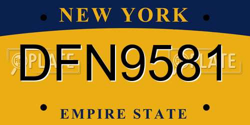 DFN9581 New York License Plate