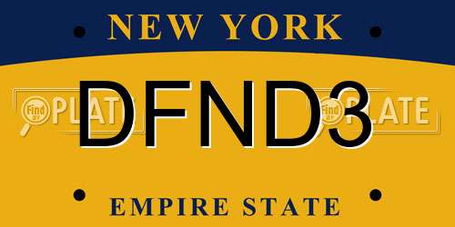 DFND3 New York License Plate