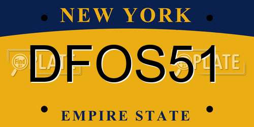 DFOS51 New York License Plate