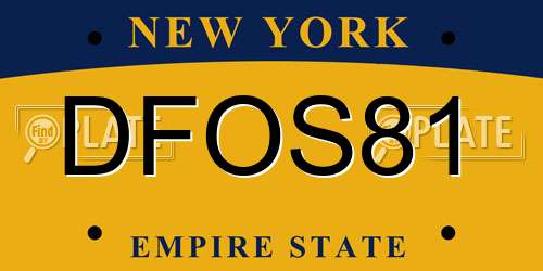 DFOS81 New York License Plate