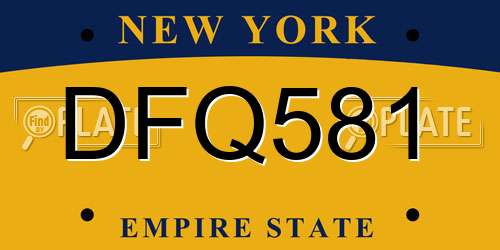 DFQ581 New York License Plate