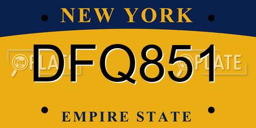 DFQ851 New York License Plate