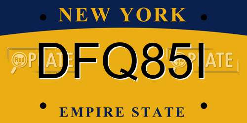 DFQ85I New York License Plate