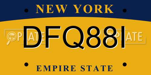 DFQ88I New York License Plate