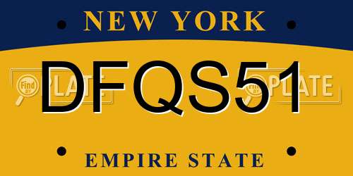 DFQS51 New York License Plate