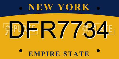 DFR7734 New York License Plate