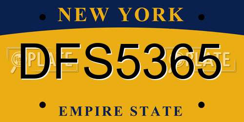 DFS5365 New York License Plate