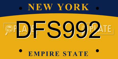 DFS992 New York License Plate