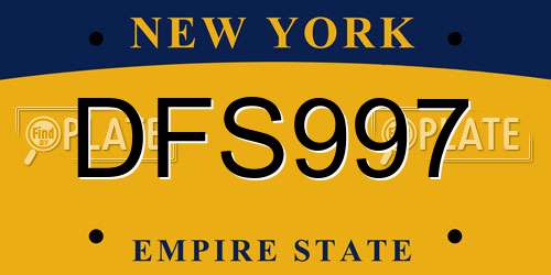 DFS997 New York License Plate